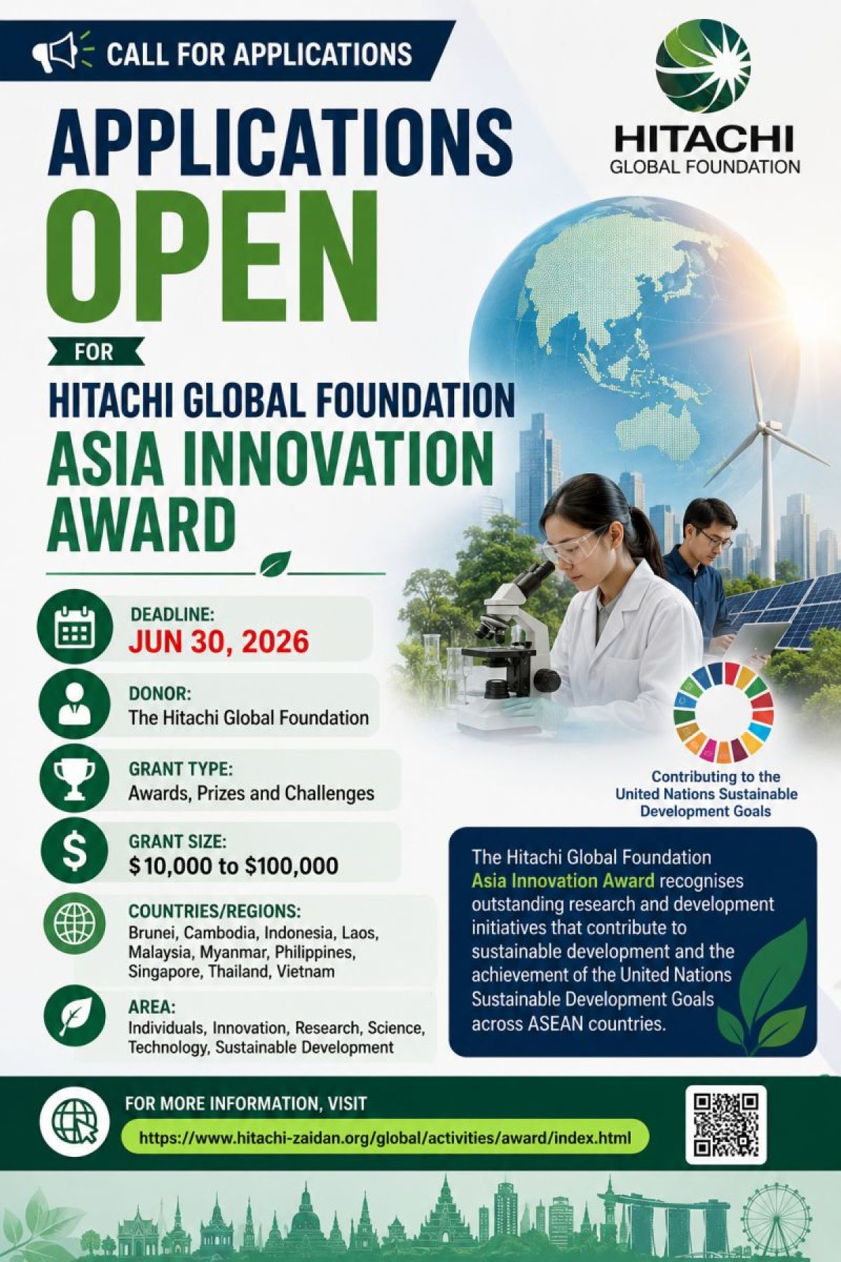 Mở đơn đăng k&yacute; Giải thưởng Đổi mới ch&acirc;u &Aacute; của Hitachi Global Foundation, t&agrave;i trợ đến 100.000 USD