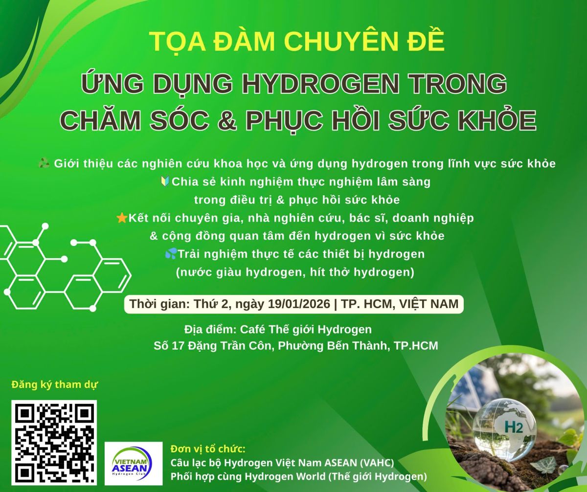 CHƯƠNG TR&Igrave;NH TỌA Đ&Agrave;M CHUY&Ecirc;N ĐỀ (BOUTIQUE WORKSHOP): Ứng dụng Hydrogen trong Chăm s&oacute;c v&agrave; Phục hồi Sức khỏe