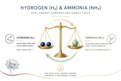 Hydro (H₂) v&agrave; Amoniac (NH₃): Hai mặt của c&ugrave;ng một phương tr&igrave;nh năng lượng - Vừa l&agrave; chất mang năng lượng, vừa l&agrave; nhi&ecirc;n liệu