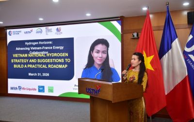 Chiến lược hydro quốc gia Việt Nam v&agrave; một số đề xuất x&acirc;y dựng lộ tr&igrave;nh B&agrave;i tr&igrave;nh b&agrave;y của Tiến sĩ Cao Th&uacute;y Oanh (VAHC) tại hội thảo "Hydrogen Horizons", ng&agrave;y 31/3/2026, Đại học USTH, H&agrave; Nội