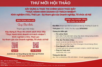 NGÀY 31 THÁNG 10 NĂM 2023: HỘI THẢO XÂY DỰNG VÀ THỰC THI CHÍNH SÁCH &quot;THỰC HÀNH KINH DOANH CÓ TRÁCH NHIỆM